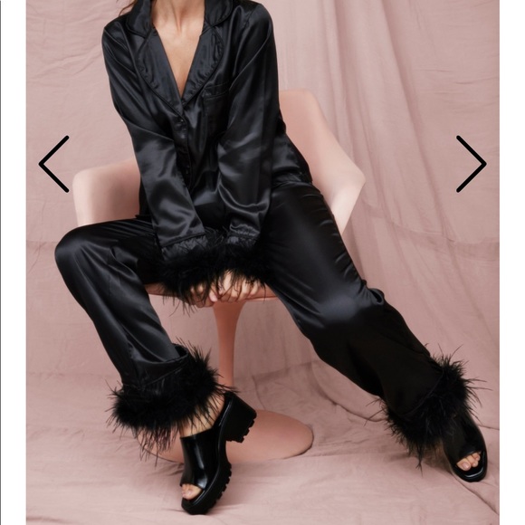 Ruffle Some Feathers Satin Pajama Pants Set - Picture 2 of 8